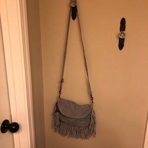 Grey suede fringe purse!